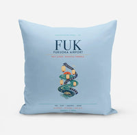 Thumbnail for Fukuoka Airport (FUK) design on light blue pillow