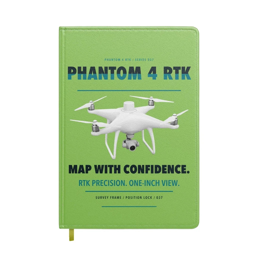 DJI Phantom 4 RTK design on light green notebook
