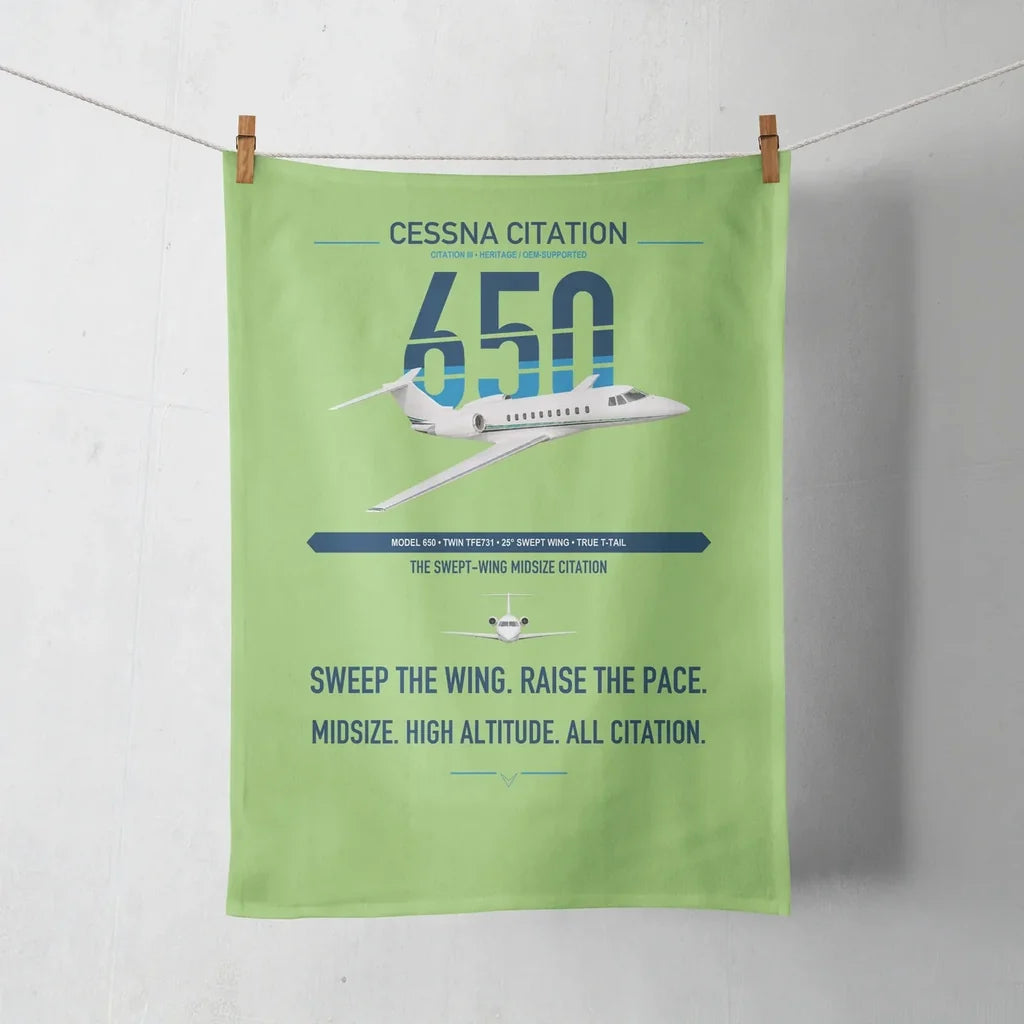 Cessna Citation 650 - Citation III design on light green towel