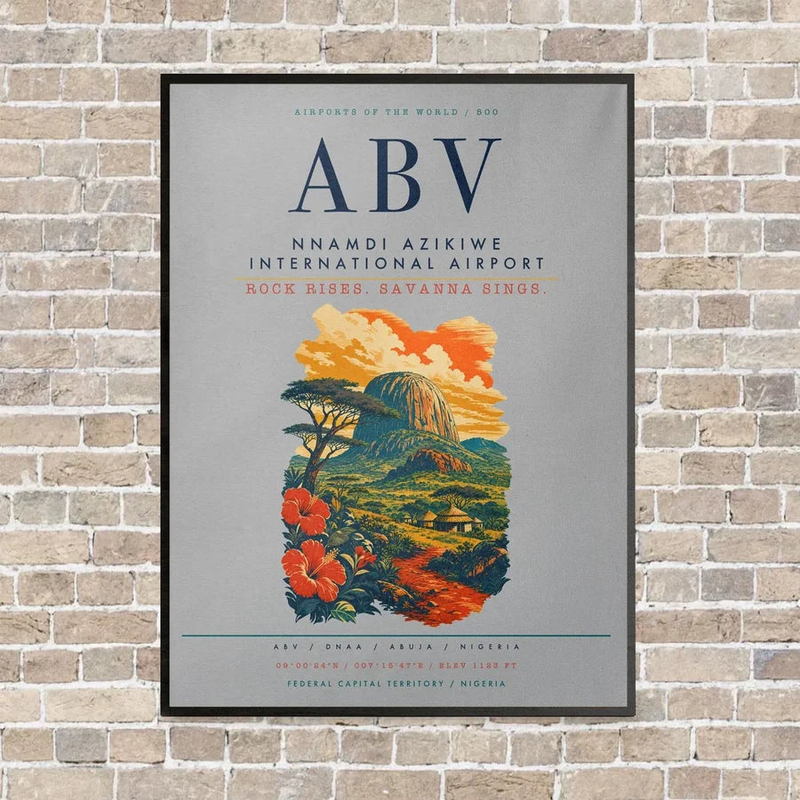 Nnamdi Azikiwe International Airport ABV vertical canvas print - framed - light gray background