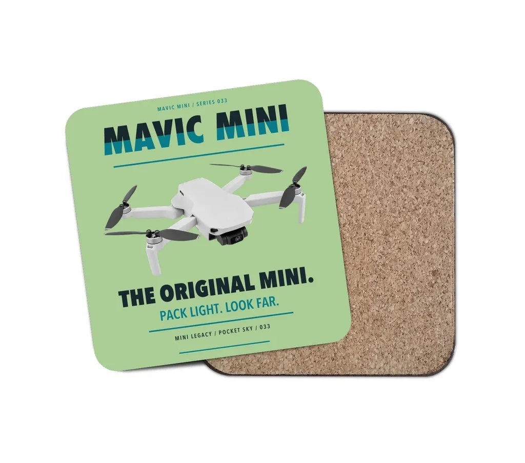 DJI Mavic Mini design on light green 1 piece coaster