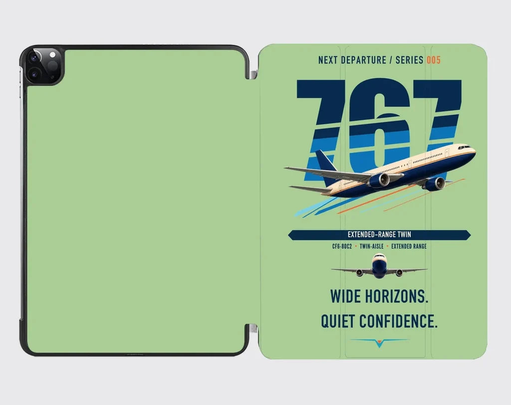 Boeing 767-300ER design on light green ipad tablet case
