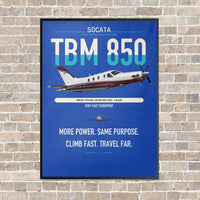 Thumbnail for Socata TBM 850 vertical canvas print - framed - blue background