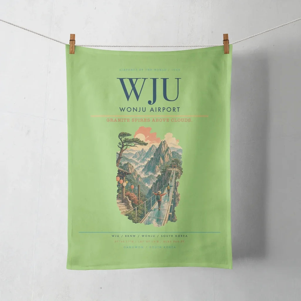 Wonju Airport (WJU) design on light green towel