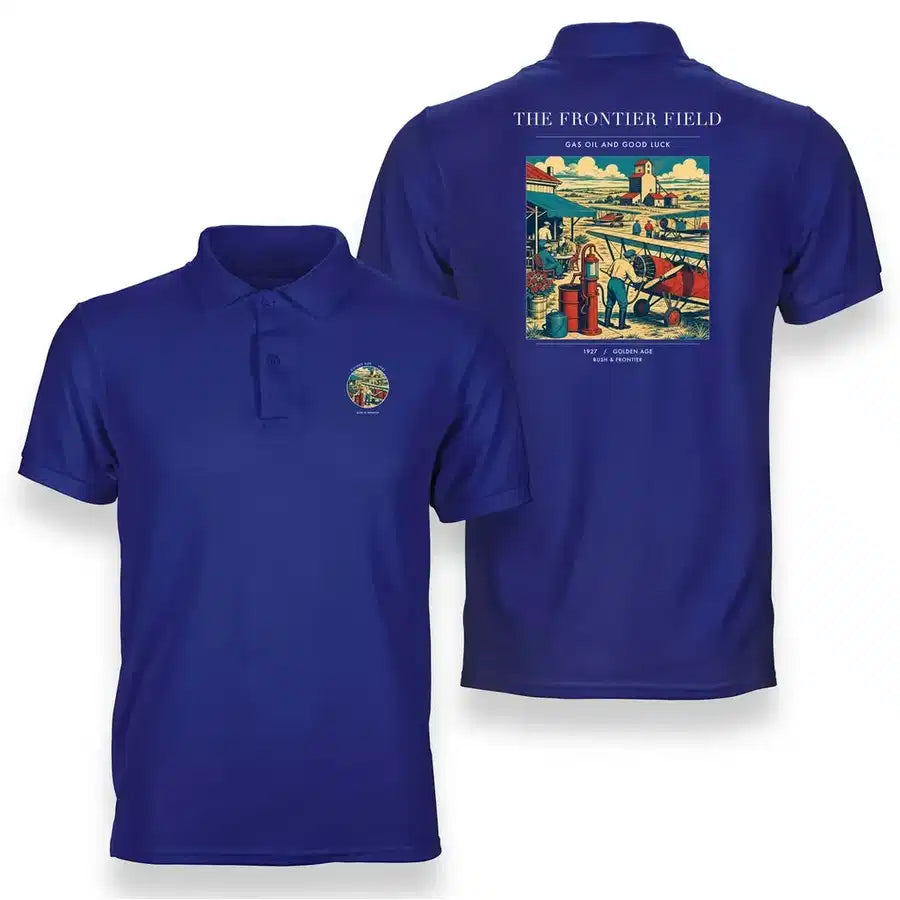 VINTAGE G4034 - The Frontier Field - Double-Side Polo T-Shirt design on blue
