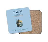 Thumbnail for Portland International Jetport (PWM) design on light blue 1 piece coaster