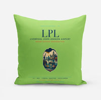 Thumbnail for Liverpool John Lennon Airport (LPL) design on light green pillow
