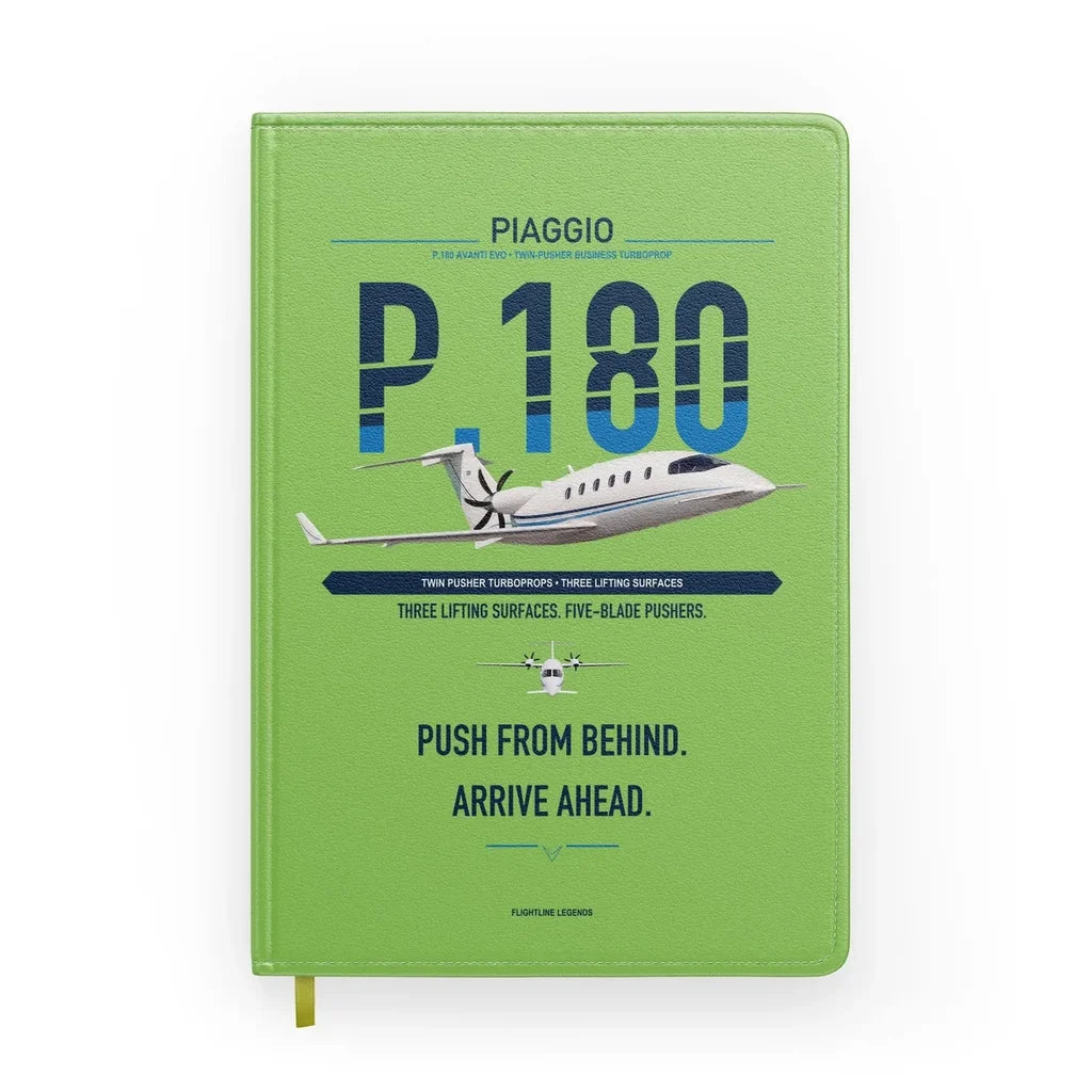 Piaggio P.180 Avanti EVO design on light green notebook