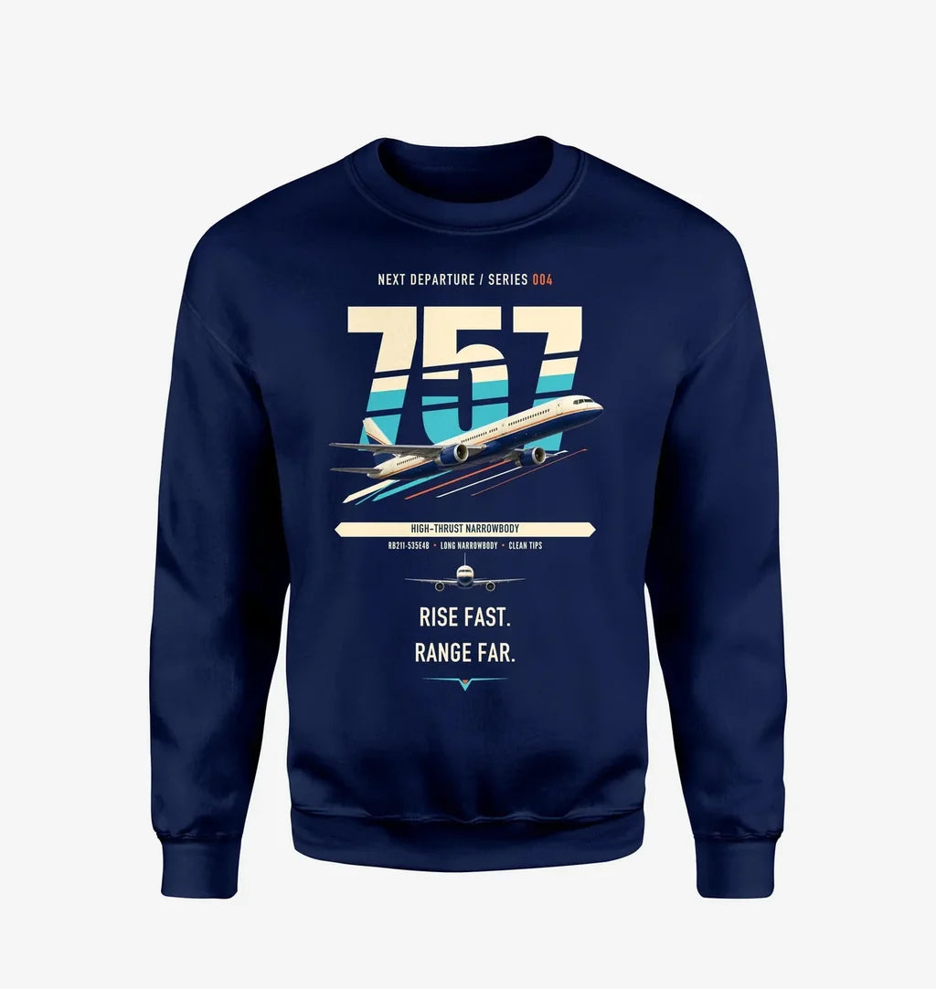 Boeing 757-200 design on navy blue sweatshirt
