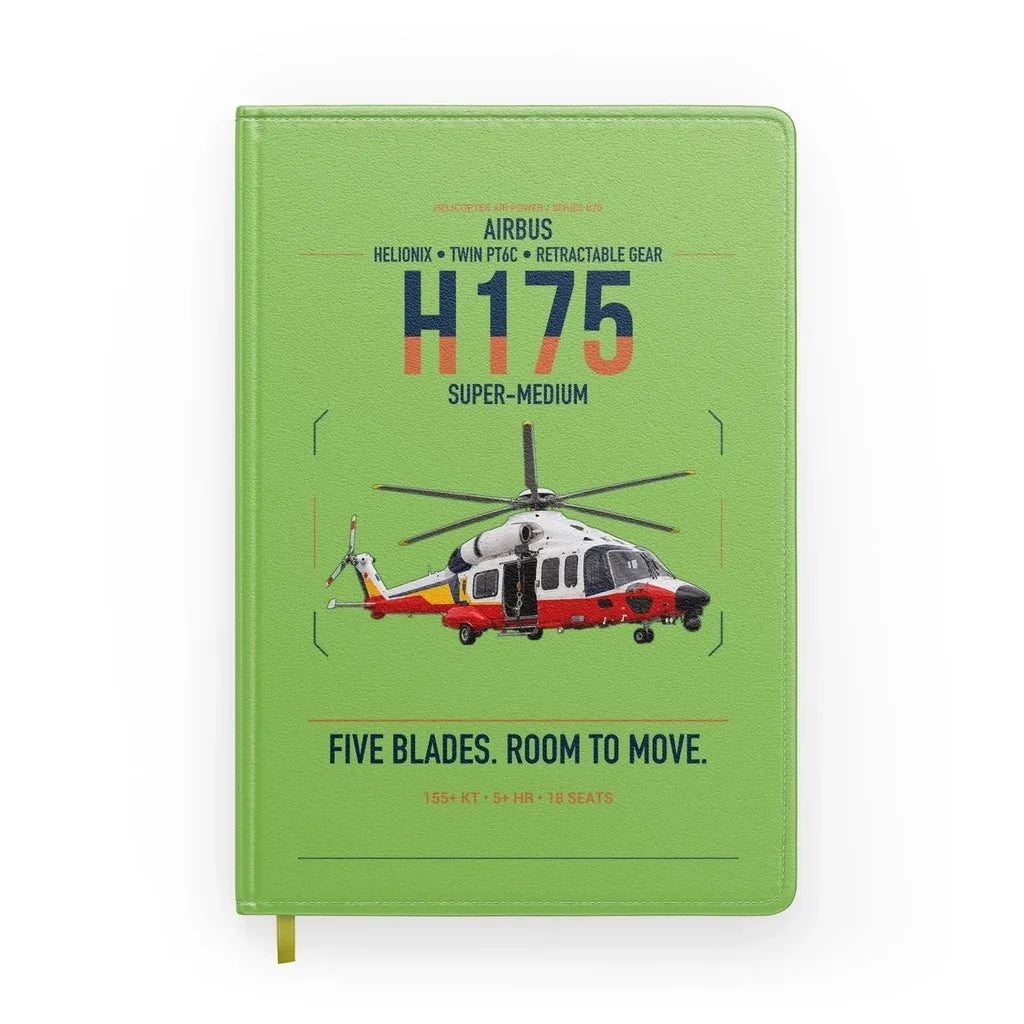 Airbus H175 design on light green notebook