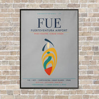 Thumbnail for Fuerteventura Airport FUE vertical canvas print - framed - light gray background