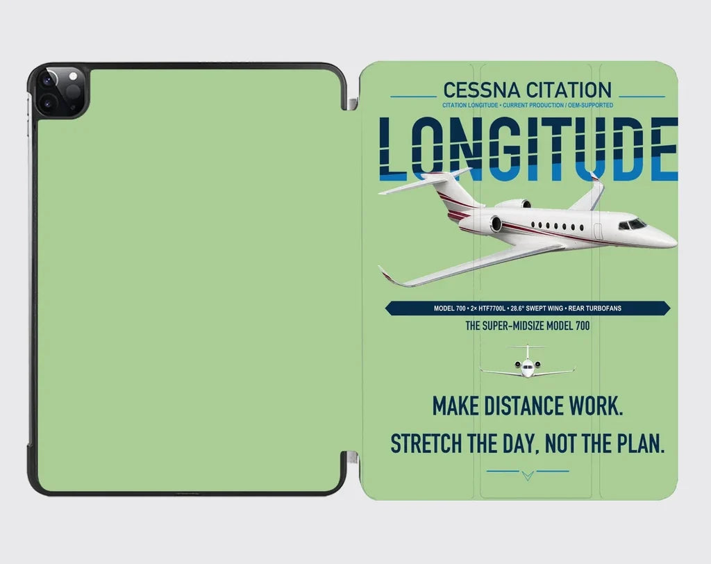 Cessna Citation Longitude design on light green ipad tablet case