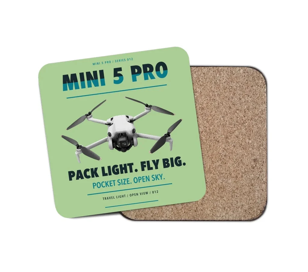 DJI Mini 5 Pro design on light green 1 piece coaster