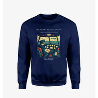 Thumbnail for VINTAGE G4368 - The Ferry Pilot's Ocean - Designed Sweatshirts design on navyblue