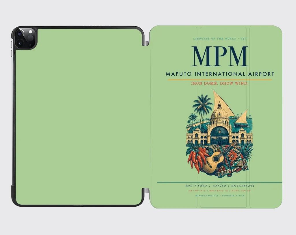 Maputo International Airport (MPM) design on light green ipad tablet case