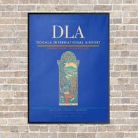 Thumbnail for Douala International Airport DLA vertical canvas print - framed - blue background