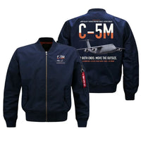 Thumbnail for C-5M Super Galaxy design on blue bomber jacket, double-side print