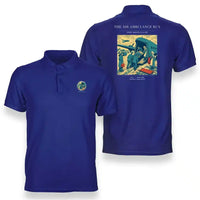 Thumbnail for VINTAGE G4506 - The Air Ambulance Run - Double-Side Polo T-Shirt design on blue