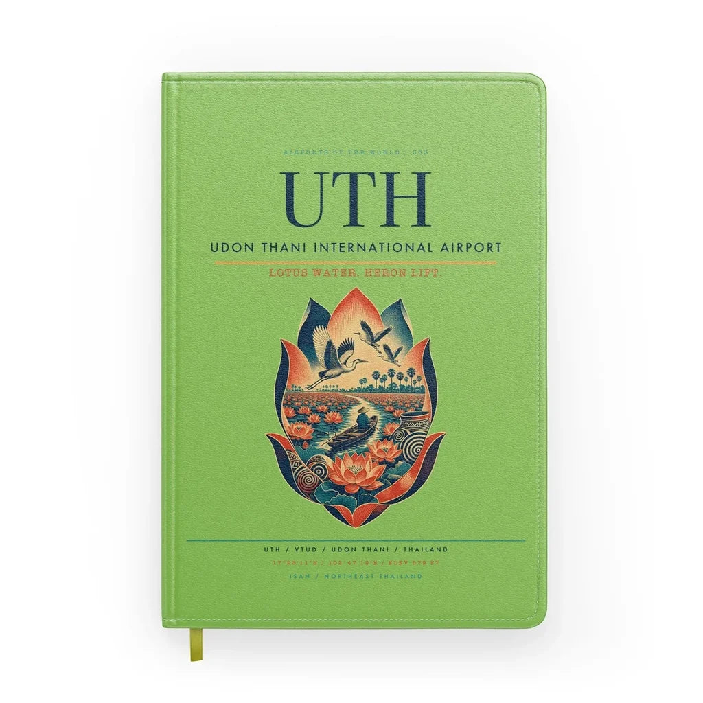 Udon Thani International Airport (UTH) design on light green notebook
