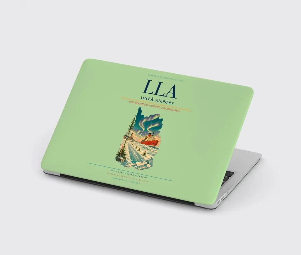 Luleå Airport (LLA) design on light green MacBook case