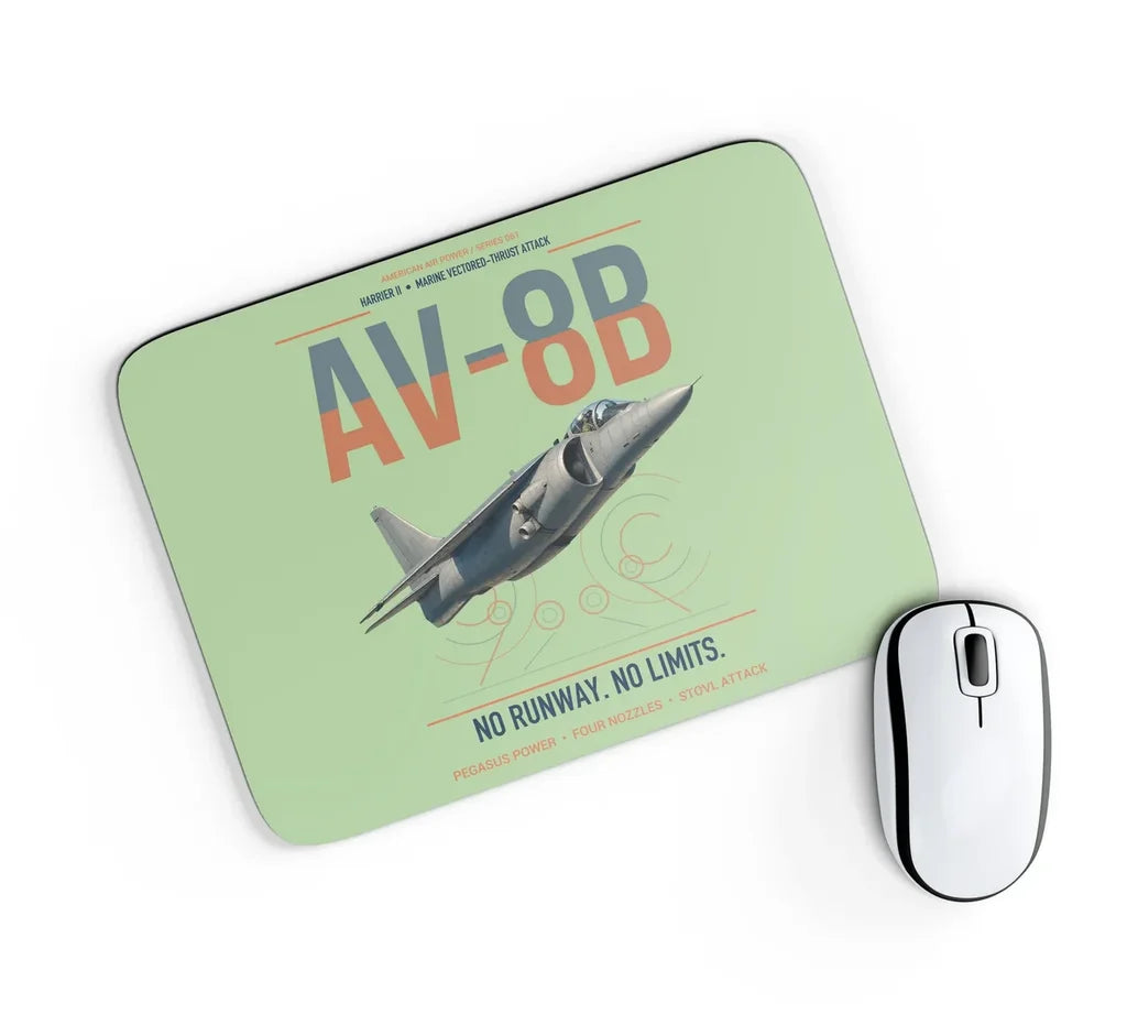AV-8B Harrier II design on light green rectangle mouse pad