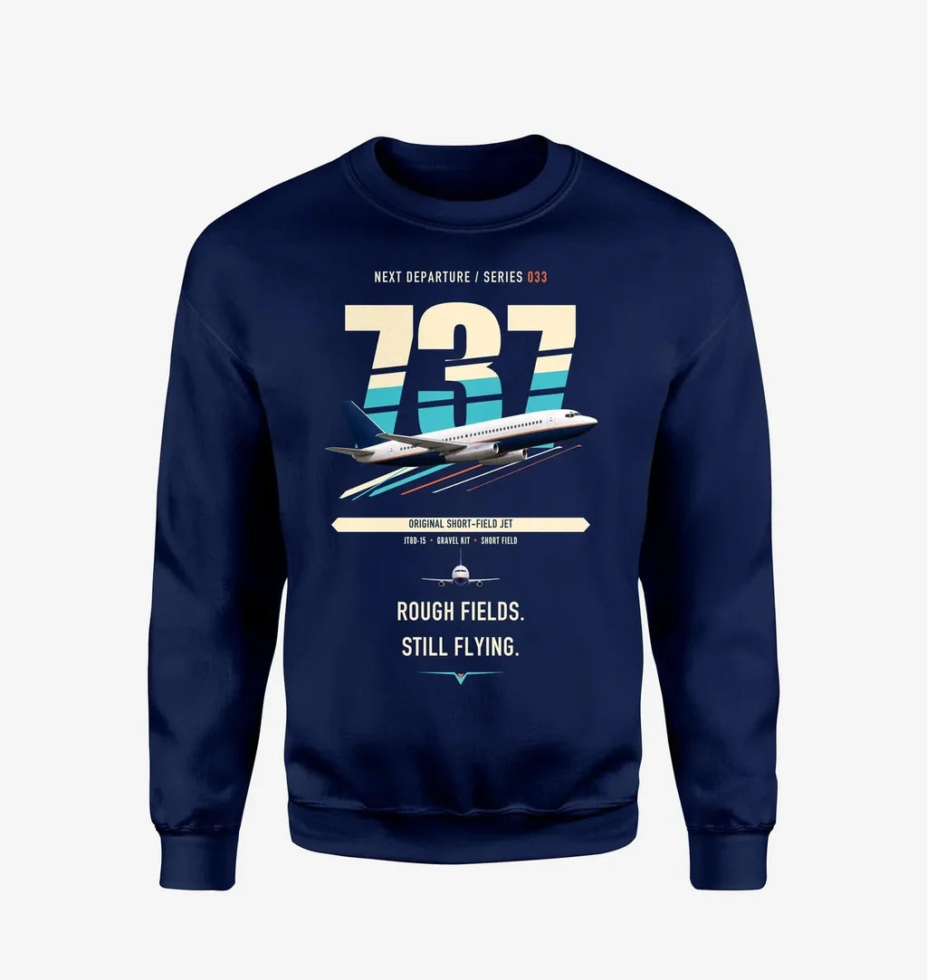 Boeing 737-200 design on navy blue sweatshirt