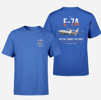 Thumbnail for E-7A Wedgetail design on blue double-side t-shirt, double-side print