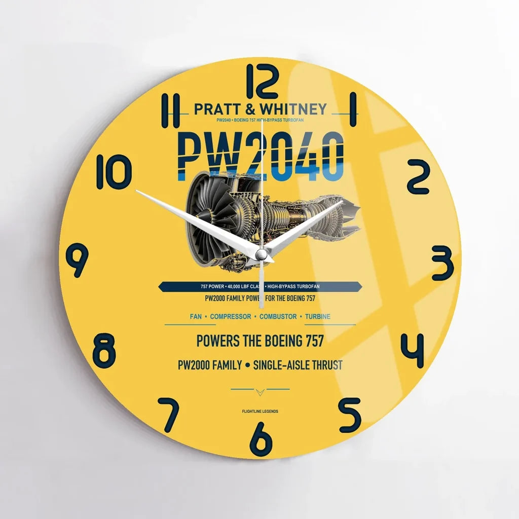 PW2040 design on yellow no frame wall clock