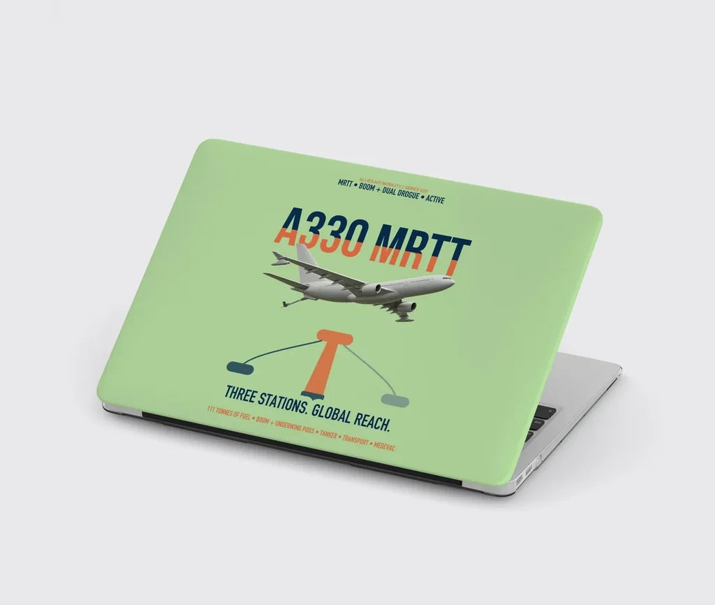 Airbus A330 MRTT design on light green MacBook case