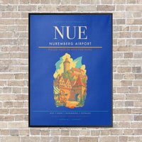 Thumbnail for Nuremberg Airport NUE vertical canvas print - framed - blue background