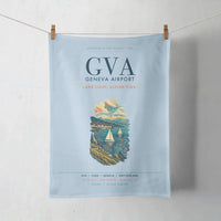Thumbnail for Geneva Airport (GVA) design on light blue towel