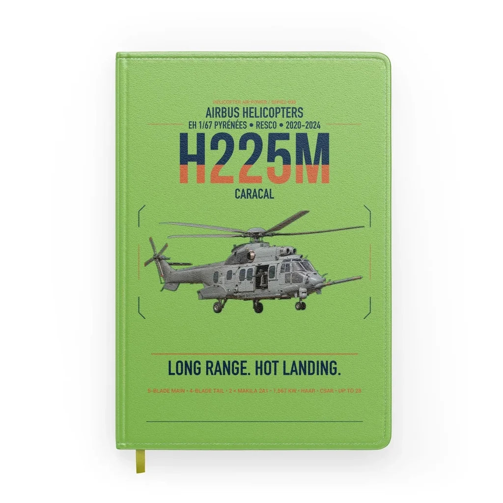 Airbus Helicopters H225M Caracal design on light green notebook