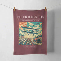 Thumbnail for VINTAGE G4027 - The Crop Dusters - Designed Towels design on darkred