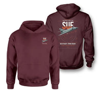 Thumbnail for Dassault Super Étendard design on dark red double-side hoodie, double-side print