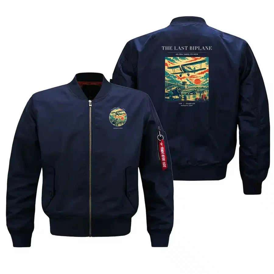 VINTAGE G4054 - The Last Biplane - Bomber Jacket design on blue