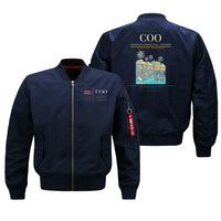 Thumbnail for Cadjehoun Airport (COO) design on blue bomber jacket