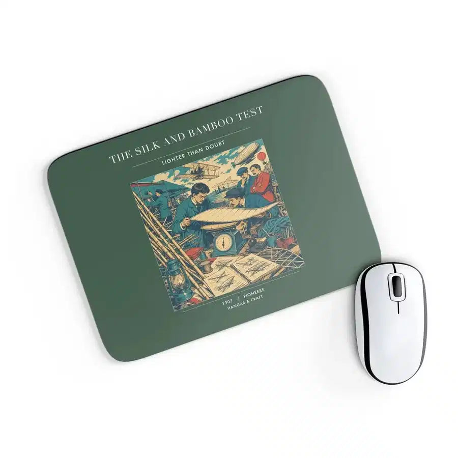 VINTAGE G4326 - The Silk And Bamboo Test - Designed Mouse Pads design on darkgreen rectangle