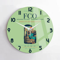 Thumbnail for Rome Leonardo da Vinci Fiumicino Airport (FCO) design on light green no frame wall clock