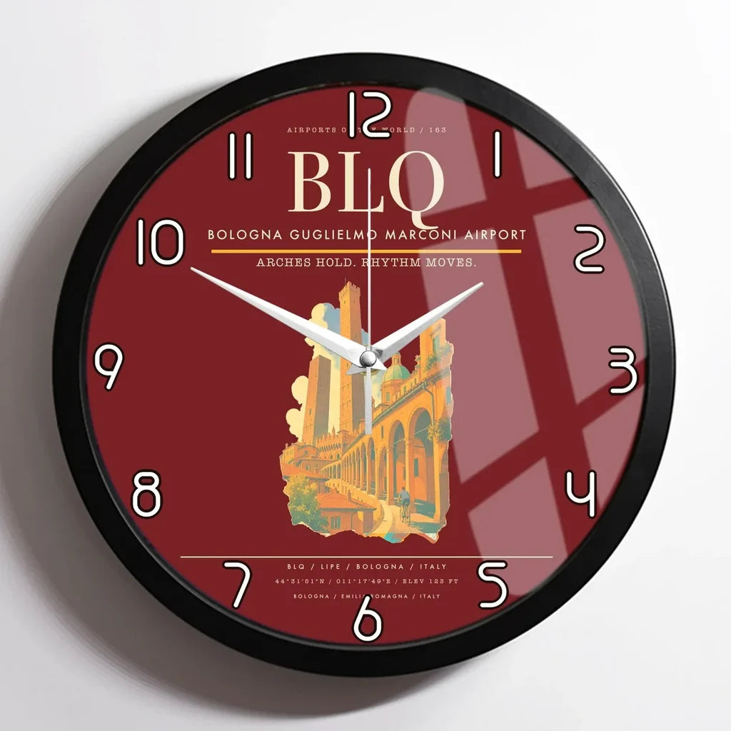 Bologna Guglielmo Marconi Airport BLQ Wall-Clock Framed - Dark Red