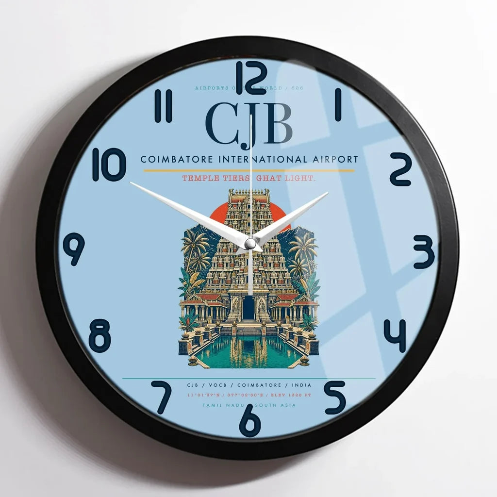 Coimbatore International Airport CJB Wall-Clock Framed - Light Blue