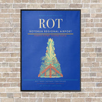 Thumbnail for Rotorua Regional Airport ROT vertical canvas print - framed - blue background