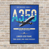 Thumbnail for Airbus A350-1000 vertical canvas print - framed - blue background
