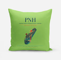 Thumbnail for Phnom Penh International Airport (PNH) design on light green pillow