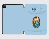 Thumbnail for Muscat International Airport (MCT) design on light blue ipad tablet case