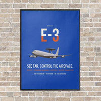 Thumbnail for E-3 Sentry AWACS vertical canvas print - framed - blue background
