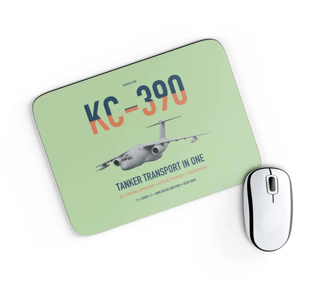 Embraer KC-390 Millennium design on light green rectangle mouse pad