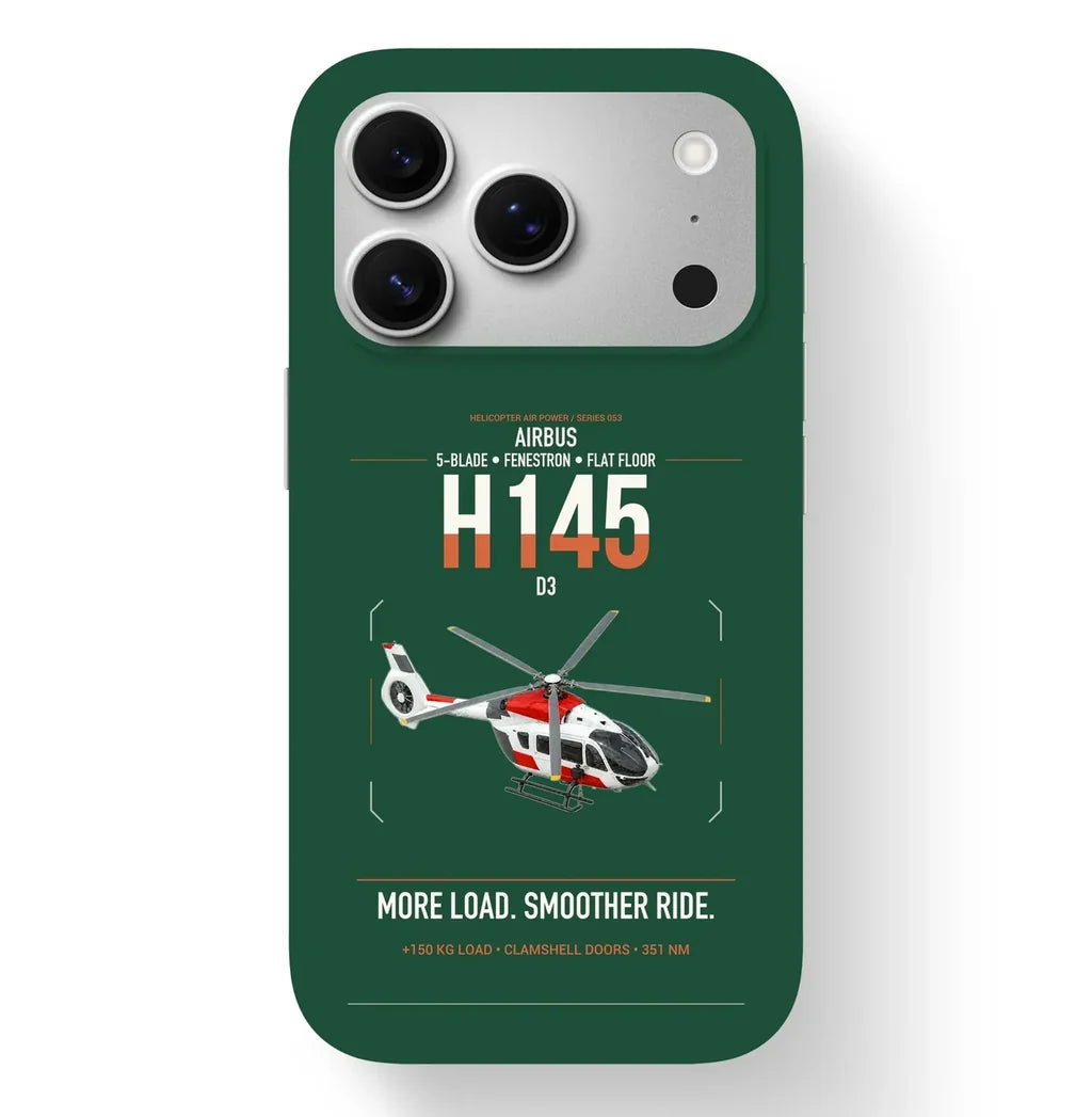 Airbus H145 D3 design on dark green magsafe iphone case, for iPhone 17 Pro