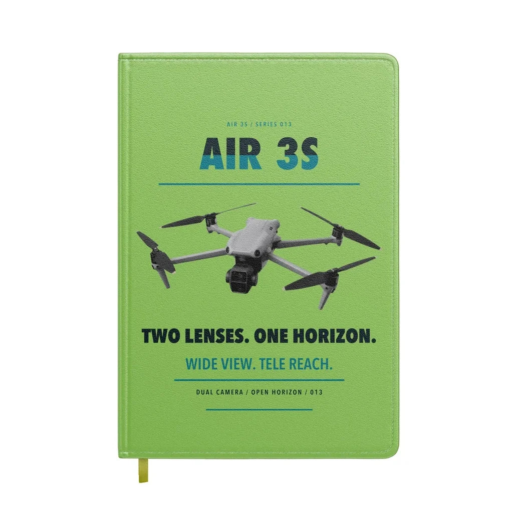 DJI Air 3S design on light green notebook