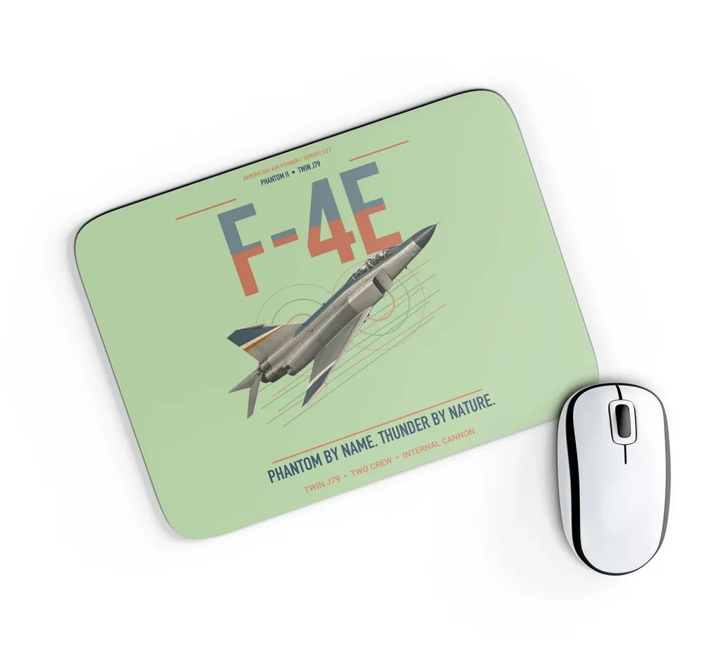 F-4E Phantom II design on light green rectangle mouse pad