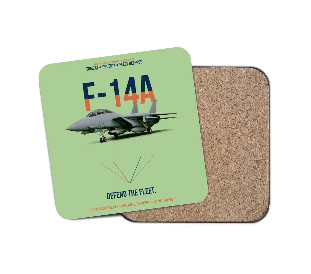 F-14A Tomcat Defend The Fleet design on light green 1 piece coaster